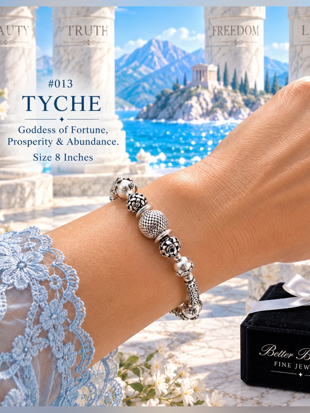🥀TYCHE#013 ARTISAN MADE SUBSTANTIAL BRACELET-white satin silver components 🥀